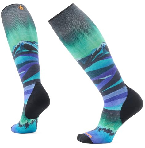 Smartwool Womens Ski Targeted Cushion Compression Print Over The Calf Socks Black Large