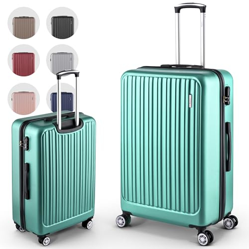 Easy Move ABS Hartschalenkoffer - Ergonomisch & Sicher - Mittelgroßer Trolley Koffer mit 360° Rädern, Zahlen-Schloss - Rollkoffer, Reisekoffer Medium (Silver Green, 65cm)