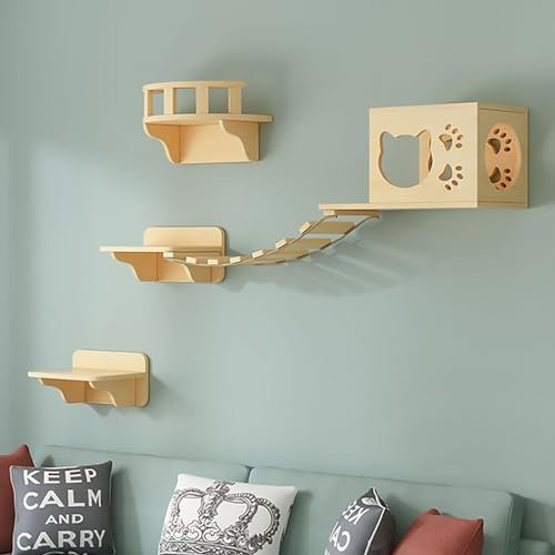 Pucaru Katzen Kletterwand Set, Wandpark für Katzen, DIY-katzenwandparkour, Platzsparend, zum Klettern, Schlafen und Spielen (Color : Style5)