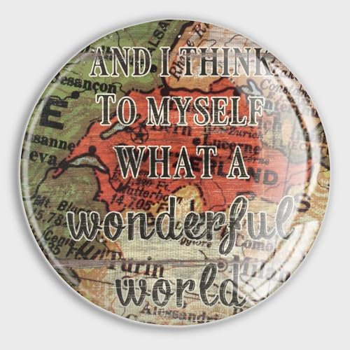 luckluccy Kühlschrankmagnete aus Glas mit englischer Aufschrift And I Think to Myself What A Wonderful World, Vintage-Karte, lustige Magnete, Familienzitat, niedlich, klein, klein, für Whiteboard,