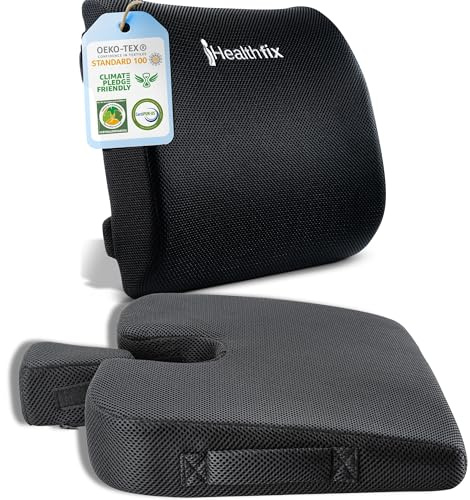 Healthfix® Ergonomisches Keilkissen & Lendenkissen – Ideal für Büro & Home Office, Verbessert Sitzhaltung, Lindert Sitzschmerz & Erhöht Komfort