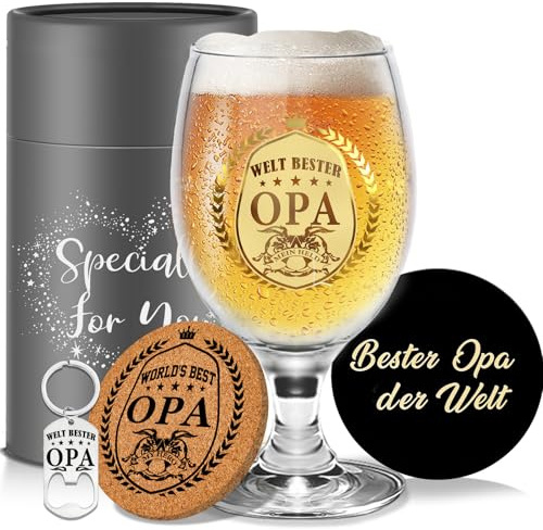 Geschenk für Opa Biergläser Bester Opa Geschenk Geburtstag Weihnachten | Geburtstagsgeschenk Vatertagsgeschenke für Opa von enkel Ostergeschenk Rentner Geschenke für Männer Bierglas Geschenkset