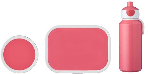 Mepal - Set pranzo Campus – Set pranzo per bambini con borraccia pop-up – Lunch Box & Frutta – Set pausa per la scuola o in viaggio – Lavabile in lavastoviglie e senza BPA – Rosa