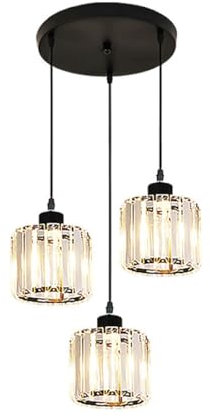 SSNCcNC Kristall Esszimmer Hängeleuchte Modern Kreativ 3-Flammig Loft Bar Pendelleuchte Eisen Kronleuchter Wohnzimmer Esszimmer Schlafzimmer 3*Ø15cm E27