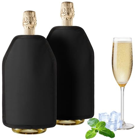 AUROAY Weinkühler Manschette 2er Set- Kühlmanschette für Wein & Sekt - Flaschenkühler für unterwegs - Weinmanschette, Weinflaschenkühler