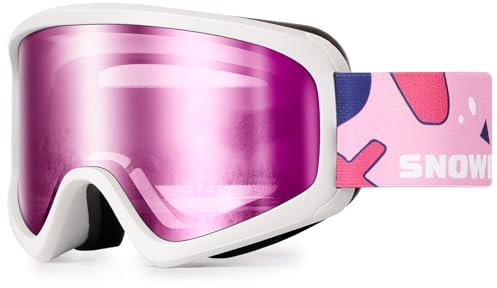 SNOWER Kinder-Skibrille, Anti-Beschlag-Schneebrille mit OTG-Design, 100% UV-Schutz, HD-Objektiv für Kinder, Jungen, Mädchen