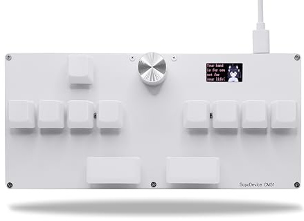 BTXETUEL SayoDevice CM51 Rapid Trigger Tastatur für OSU!、djmax... Rhythmusspiel mit Outemu Hall magnetischen linearen Schaltern mit Drehknopf benutzerdefiniert programmierbare Tastatur (weiß-OUTEMU