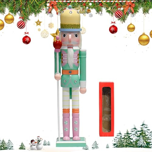 Décoration de Noël Casse-noisette – Grandes figurines de décoration en bois polyvalentes, décorations de Noël faites à la main, ornements colorés pour la maison, fournitures de fête de vacances pour