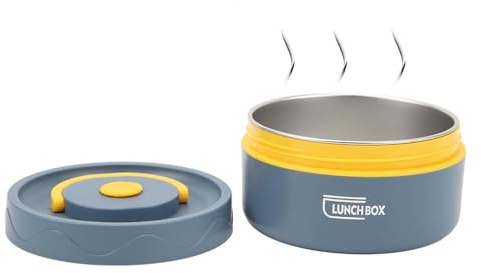 Récipient à Déjeuner Chaud Pour Aliments, 420 Ml Boîte à Déjeuner Thermique Ronde Double Couche En Acier Inoxydable 304 Bleu Foncé - Type Micro-Ondes