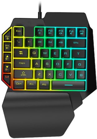 HOMSFOU 39 Touches Clavier de Commande Noir en Plastique Main | USB 1,5m, Branchement Direct, Compact et Léger, Rétroéclairage, Usage Maison