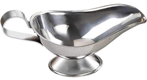 ZQDUFEA Salsera de Acero Inoxidable, Juego de Servicio con Boquilla para Labios sin Goteo, fácil de Verter, para Ensalada, Crema, Leche, Caldo, Accesorios de café