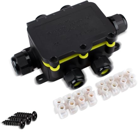 Innfeeltech 1 Stück Elektrischer Anschlusskasten Wasserdicht, Outdoor Wasserdicht Kabelanschlusskasten LF-2068-6T, 6 Wege für Drahtdurchmesser 5 bis 12mm und 3.5 bis 10mm