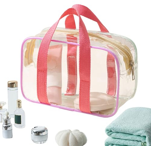 Bolsa De Viaje Transparente Para Cosméticos Y Utensilios De Higiene | Práctico Neceser Para Estadio Y Eventos,Gran Bolsa De Almacenamiento De Maquillaje Impermeable Con Cremallera Para El Aeropuerto