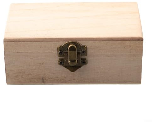 Caja de madera para manualidades con tapa abatible para guardar recuerdos y suministros creativos (S)