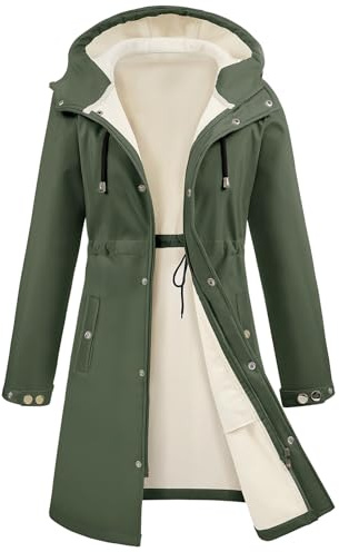 RITOSTA Veste Softshell Femme Imperméable Hiver Veste Polaire Longue Parka Coupe Vent Légère Jacket À Capuche Casual Blouson Zippé Vêtements Extérieur(Vert,L)
