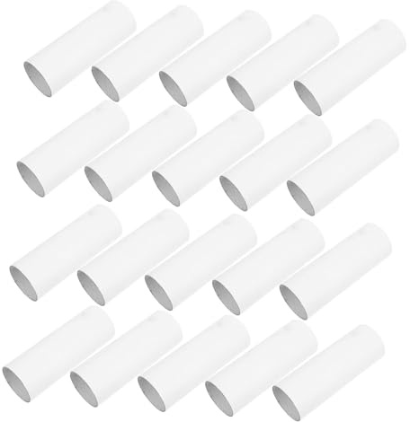 Bastelröhren aus Pappe Weiß, 20 Stück, Rundes Bastelrohr | Papphülse, Papierrollen für Bastelarbeiten zum Selbermachen, für Unterricht und Kunstprojekte