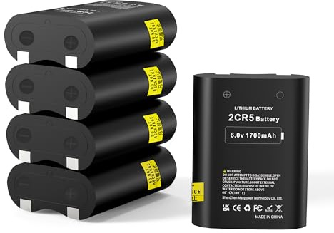 5-Pack 6V 2CR5 Battery,Lithium Photo Battery Replaces 2CR5, DL245, DL2CR5, DL345, DL345A, EL2CR5, EL2CR5BP, EOS 1V, KL2CR5, KL2CR5-1, PR2CR5, RL2CR5, RL2CR5-1（No Charging Allowed）