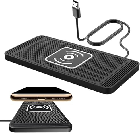 Duvcoywae Kabellose Auto Ladematte | Kabelloser Handy Ladegerät fürs Auto - 99 cm Kabel, Automatisches Erkennungssystem Ladepad Für Armaturenbrett Reise