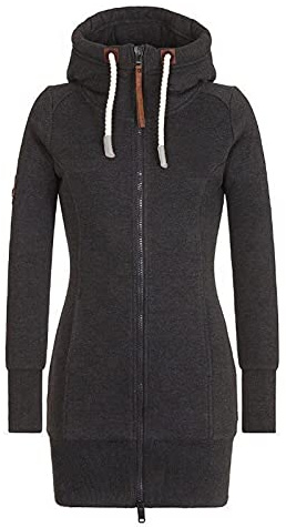Women'S Hoodies Long Zip Up Coat Cardigans For Women Ladies Uk Fleece Plus Size Dresses Hooded Sweatshirts PlainCasual Fashion Drawstring Winter Warm Slim Fit Adults Tops Jackets Grey