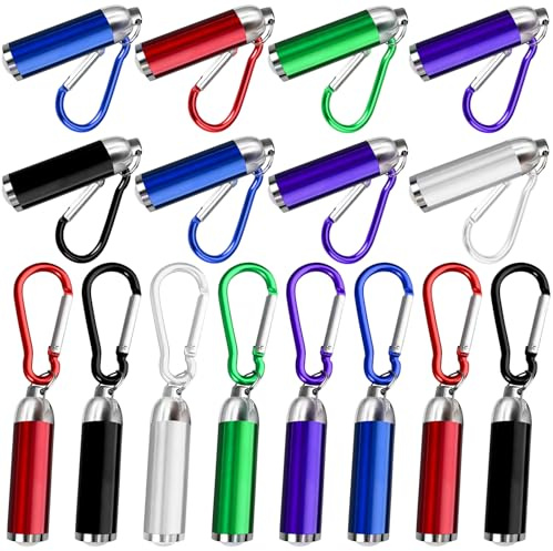 Lote de 16 Mini Linternas con Llavero para Niños - Antorcha Infantil Multicolor, Idea para Regalos Cumpleaños Infantiles y Fiestas (6 Colores)