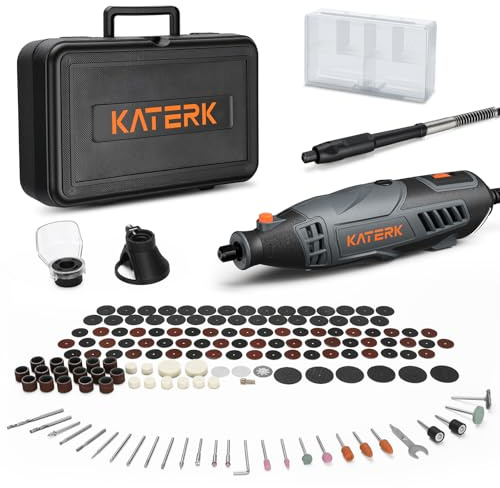 Katerk Outils Rotatifs Multifonction 160W, Outil Rotatif Multifonction avec 155 Accessoires, 6 Vitesses Réglables, 35000RPM Tours/min, Parfait Pour la Coupe, Le Ponçage de Détail