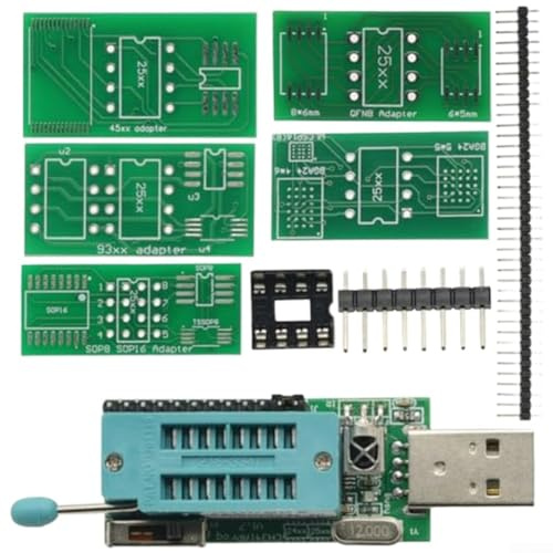 YobiLife CH341A v1.7 für EEPROM Flash-Programmierer, 1,8 V-5 V Pegelumwandlung, inkl. komplettem Adapterplatinen-Set für W25Q64FW/W25Q128FW/GD25LQ64