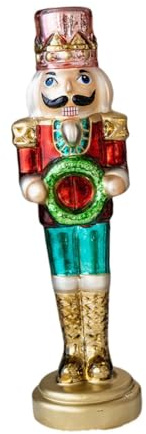 Gcljlmy Figura de cascanueces de Navidad, estatua decorativa, escritorio luminoso, mesa clásica, adorno de escritorio, muñeca cascanueces de cristal, base dorada, grande