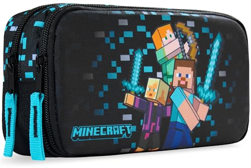 Get Trend Minecraft Skolfodral för pojke med fack, säker dragkedja och pennkruka, bärbara spännen, skolpennfodral, Flerfärgad Minecraft, Pennfodral