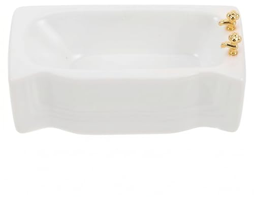 Joygoodta 1:12 Vasca da Bagno per casa delle Bambole, Mini Vasca da Bagno Figurine in Porcellana in Miniatura, Accessori per mobili da per la casa delle Bambole e Decorazioni da Collezione, Bianco