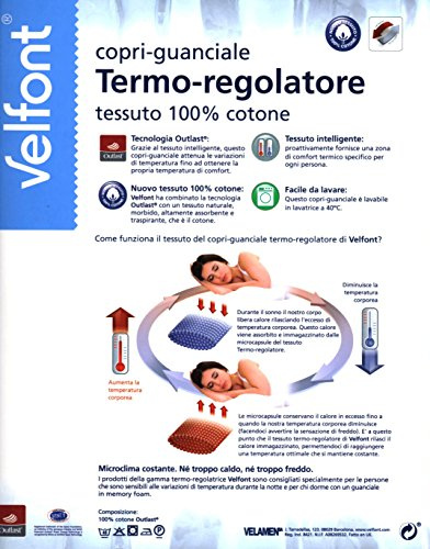 Velfont Funda de almohada/funda de almohada fresca termorreguladora de tejido Outlast 100% algodón