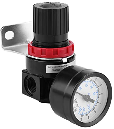 Haofy Air Pressure Regulator, G1/4 Pneumatic Regulator Adjustable Air Pressure Compressor Control Valve Gauge with Bracket