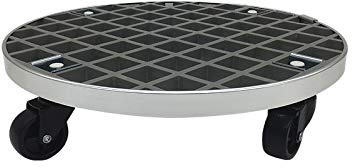Mkuha Pflanzenroller Outdoor mit Bremse, Blumenroller Rund Außenbereich und Innenbereich, Pflanzenroller GFRP mit Softrollen für Parkett,Grau,40