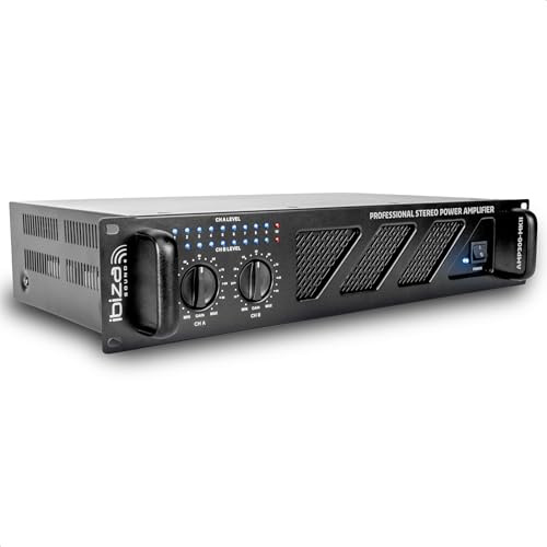Ibiza AMP300-MKII Professioneller PA-Verstärker 2x240 W – 19-Zoll-Rack-montierbarer Stereo-Leistungsverstärker mit Cinch-/Klinken-Eingängen, Speakon-/Klemmenblock-Ausgängen und elektronischem Schutz