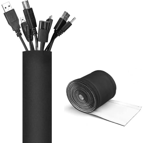 JOTO Uni Kabelschlauch [2 Stück] 13.5CM×330CM Klettverschluss mit Einstellbar Durchmesser Reversibel Schwarz/Weiß,Flexible Cord Organizer Kabelhülle Schutz System für des TV, Computer, Heimkino –Large
