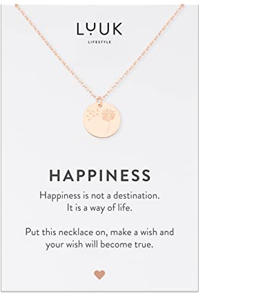 LUUK LIFESTYLE Collana con Ciondolo Dente di leone, Oro Rosa, 50cm