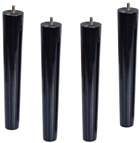 4er Set Tischbeine mit Gewindestift M10,Holz Möbelfüße,Massivholz Ersatz Möbelbeine,Gummiholz Sofafüße Holzfüße Sockelfüß Sofabeine Schrankfüße,für Bett,Couch,Stuhl,Schwarz(straight8cm/3.1inch)