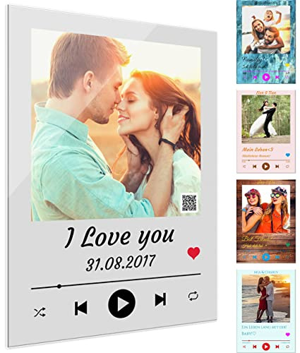 SCHILDER HIMMEL - Personalisiertes Song Cover Musik Bild als Geschenk aus Echt GLAS oder Acrylglas ideal für Frauen & Männer - personalisiert mit Wunsch Foto und Wunsch Text