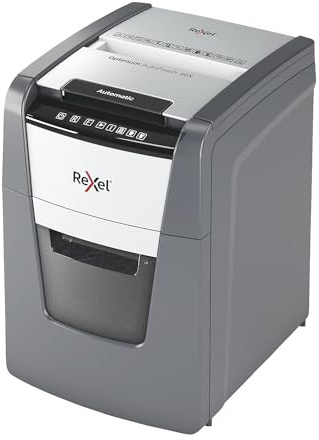 Rexel Optimum AutoFeed+ 90X Automatischer Aktenvernichter CH, 90 Blatt, Sicherheitsstufe P4, Partikelschnitt, für Zuhause/Home Office, 34 Liter Abfallbehälter, mit Schweizer Netzstecker, 2020090XCH