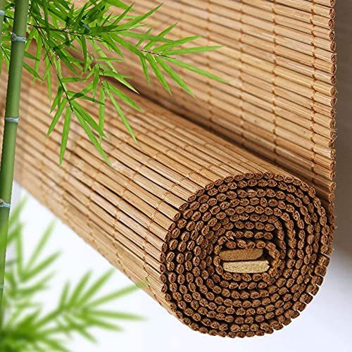 Tenda A Rullo in bambù Naturale,Tende Avvolgibili Traspiranti,Tende da Finestra per Esterni,Veneziane per Finestre,Colore Carbonizzato,per Giardino/Veranda,Personalizzate (70x100cm/28x39in)