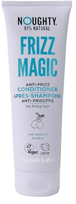 Noughty 97 % Natural Frizz Magic Conditioner, Anti-Frizz Cleanser för Frizzy och Curly Hair to Smooth and Shine with Marula Oil and Daikon, svulfat fri vegansk hårvård 250 ml