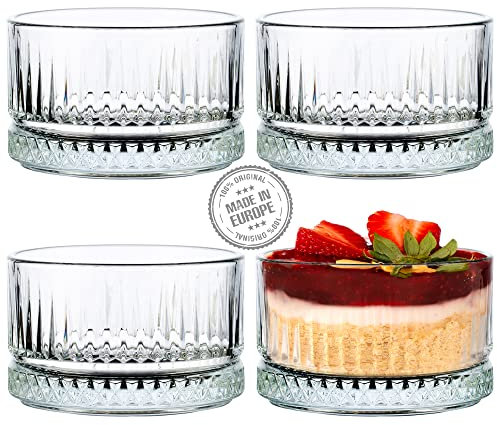 CRYSTALIA Qualità Premium Ciotola per Dessert in Vetro, 240ml 100% SENZA PIOMBO Coppe Gelato, Bicchieri, Coppette per Budini e Snack