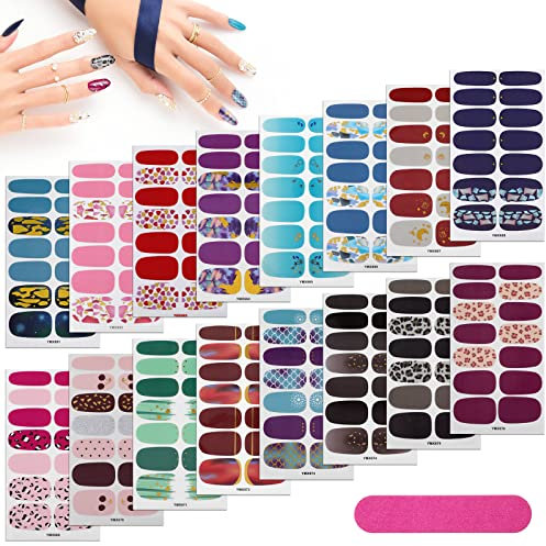 MWOOT 16 hojas Nail Art Sticker con lima de uñas,Leopardo autoadhesivo Pegatinas para uñas, pegatinas de tatuaje de cobertura completa