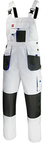 Agritrade AK Durable Work Dungarees Trousers Men Bib and Brace Overalls Painters Decorators Safety Clothing Work Uniforms Comfortable White-Blue (60)