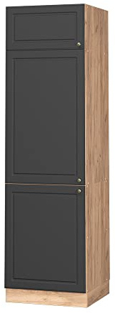 Vicco Kühlumbauschrank Fame-Line, Anthrazit-Gold, 60 cm | MDF-Front · ✓ Kühlschranknische · Höhenverstellbare Füße · Metallgriffe · Soft-Close
