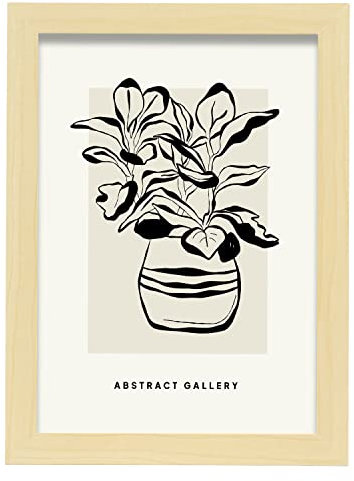 Nacnic Rubber Fig Plant Poster art, Size A4 Lightwood frame. Ink style Print for the decoration of living room walls, bedrooms, offices...