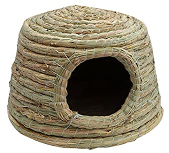 MagiDeal Handwoven Grass House, Cottage Hut Hideout Shelter Hideaway Bed Stable Durable Comfortable Nest Chew Toys for Guinea Pig Chinchilla, Medium