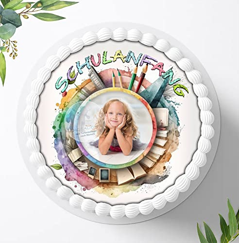 Für die Geburtstags Torte, Zuckerbild zum Schulanfang Personalisiert mit Wunschbild, Essbares Foto für Torten, Fondant, Tortenaufleger Ø 20cm, 1421z