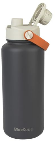 Blackube Edelstahl Trinkflasche 1000ml-Thermosflasche Thermoskanne - BPA-Frei, Auslaufsicher, Große Trinkflasche aus Metall für Sport, Schule, Fitness, Outdoor, Camping