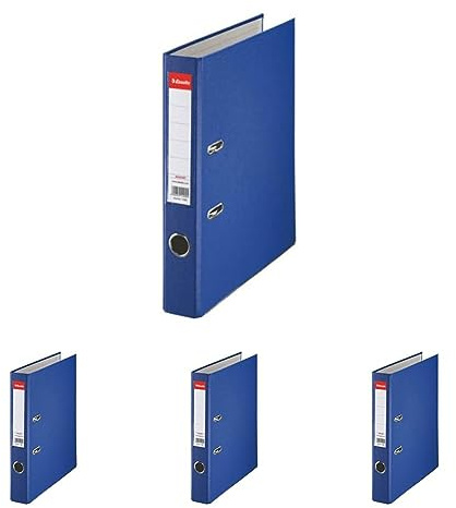 Esselte DIN A4 Ordner, Blau, 52 mm Rückenbreite, Kunststoff, 81195 (1 Stück) (Packung mit 4)