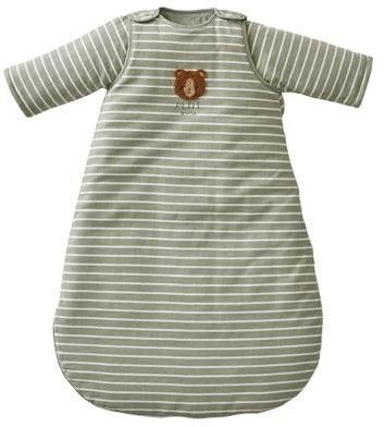 VERTBAUDET Babyschlafsack mit langen Ärmeln, kleiner Fuchs, Öko-Tex®, gestreift, Grün, 6/18 M